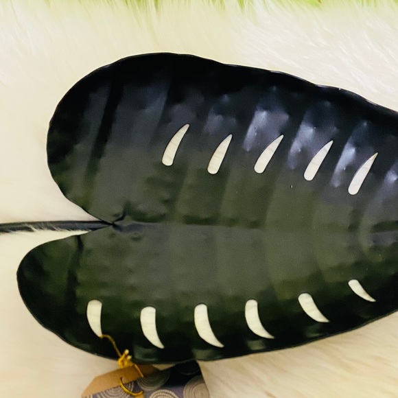 Monstera Black Metal Decorative Tray Catchall - Picture 13 of 15